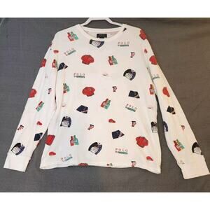 POLO Ralph Lauren Henley Sleepwear Men's XL 1992 Logo Soft Cotton All Over Print